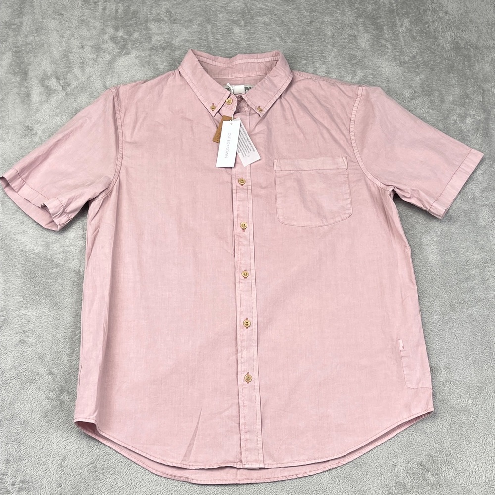 NEW Outerknown M 100% Organic Cotton Light Pink Casual Button Down‎ Shirt